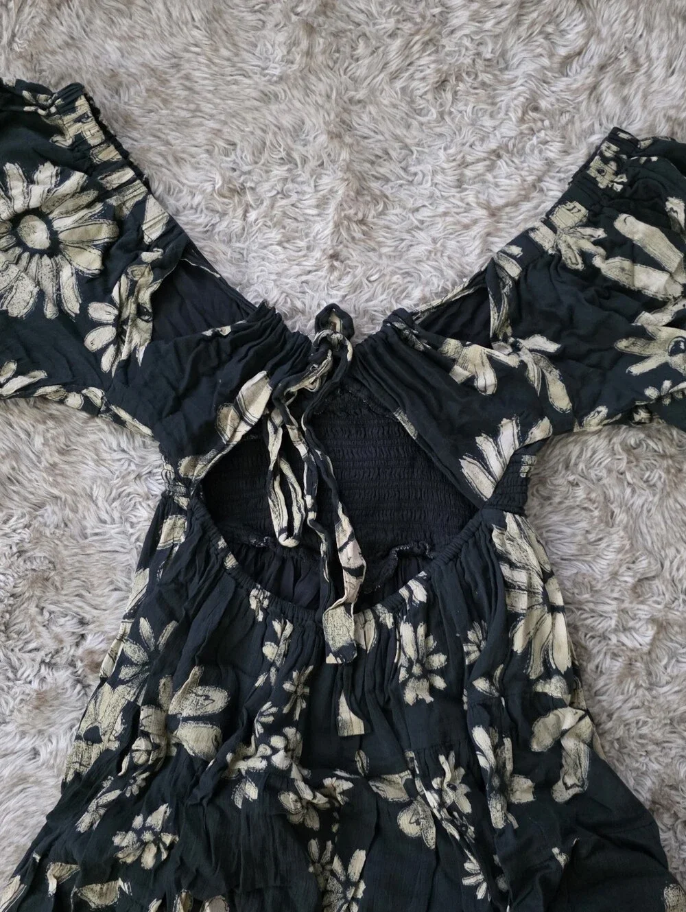 Free People Perfect Day Printed Dress Black with Floral Print Women's Small